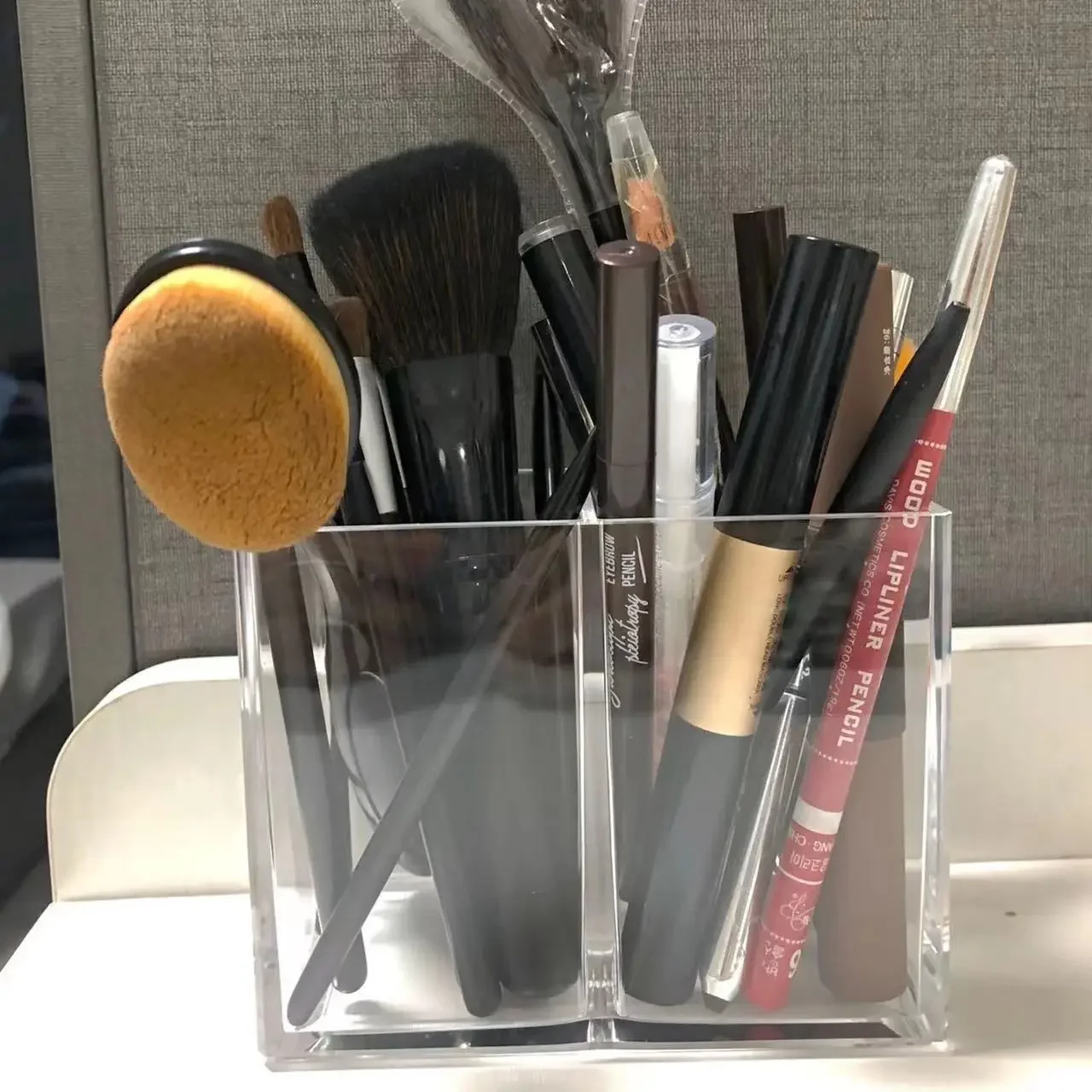 Transparent Eyebrow Pencil Makeup Brush Storage Box Acrylic Cosmetic Brush Storage Tube Student Desktop Single Square Pen Holder 3