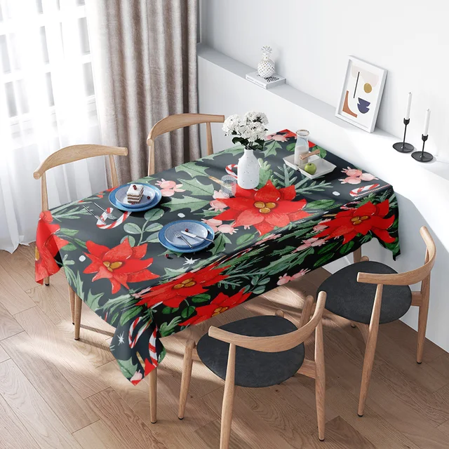 Red Poinsettia Tablecloth 1
