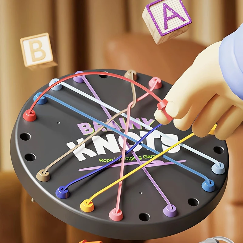 Kid Rope Knots Puzzle Board Game Color Line Twisted Connected Rope Sorting Logic Thinking Challenge Strategy Table Game Toys board game board game toy rope puzzle toy brain learning toys