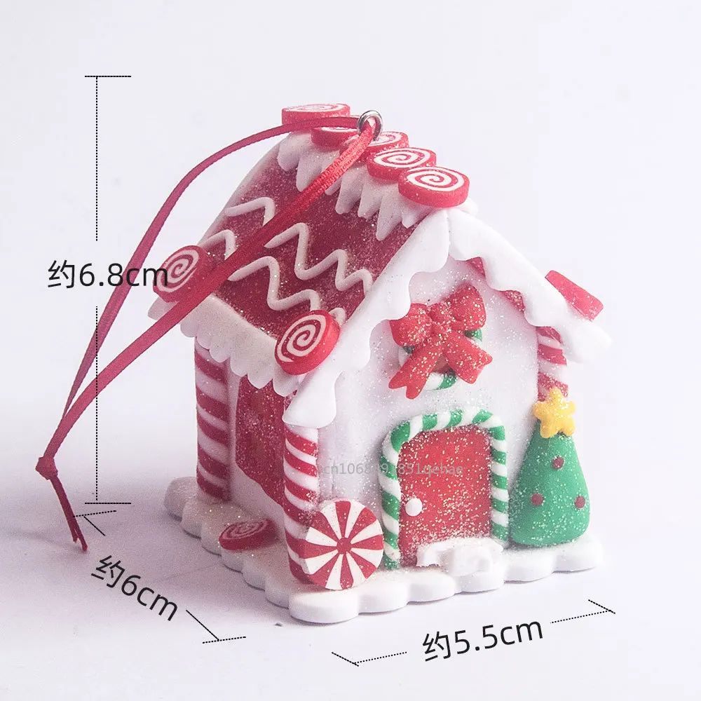 Christmas Theme LED Pendant Snowman Gingerbread Santa Claus Light House Soft Pottery Hanging Tree Home New Year Party Decoration