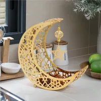 Ramadan Moon Star Hollow Golden Iron Tray Snack Comfit Fruit Storage Living Room Kitchen Festival Party Wedding Table Decoration 1