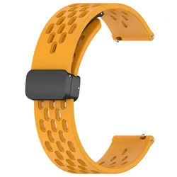 Magnetic Silicone Strap with Folding Buckle - 20mm & 22mm Sizes for 20mm (13 Yellow)