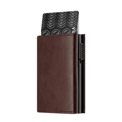 Sleek Carbon Fiber & Aluminum Men's Bifold Wallet - RFID Blocking Cardholder with Coin Compartments and Cash Organizer (Coffee)