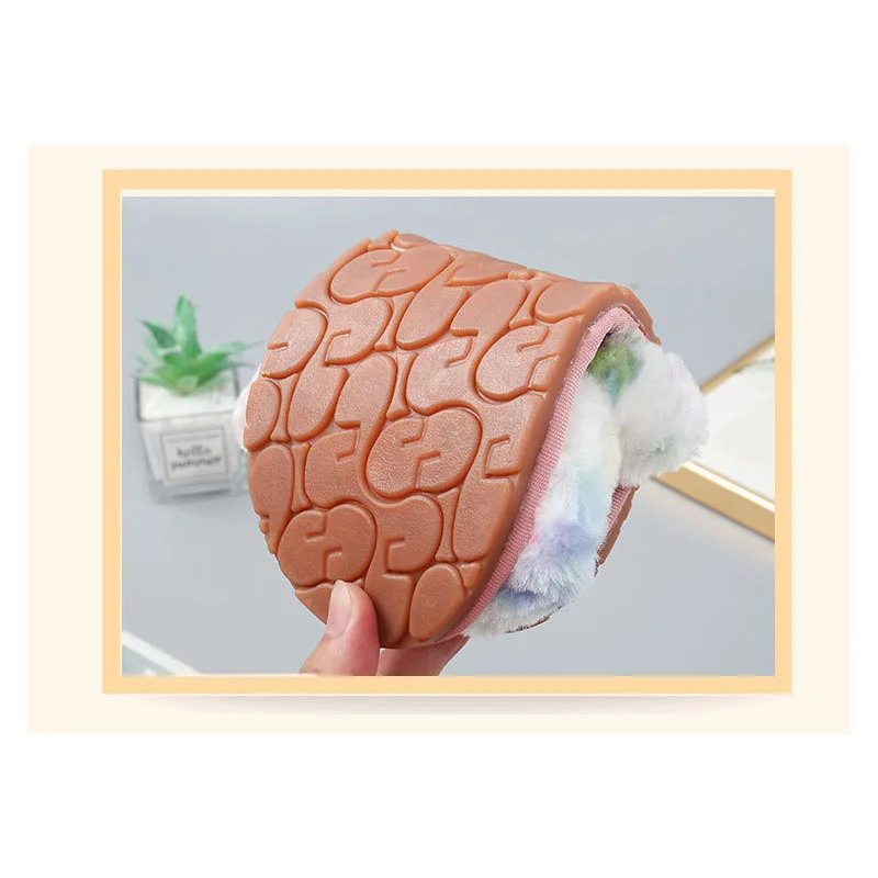 slippers women's large size home colorful  plush cotton slippers BF08