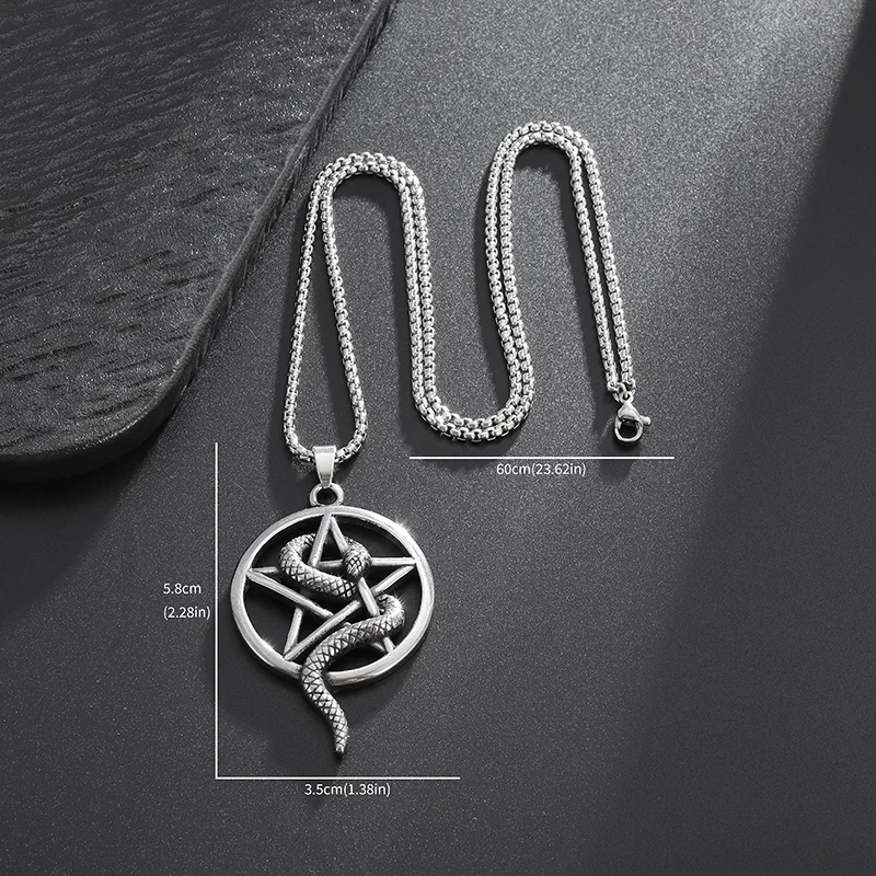 アクセサリー isyunz Vintage Pentagram ze stali nierdzewnej wisiorek zwierząt