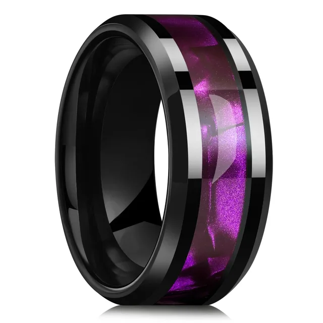 Mode 8mm hommes titane acier Koa bois anneaux pour hommes femmes dôme poli en acier inoxydable anneaux hommes mariage bande bijoux cadeaux