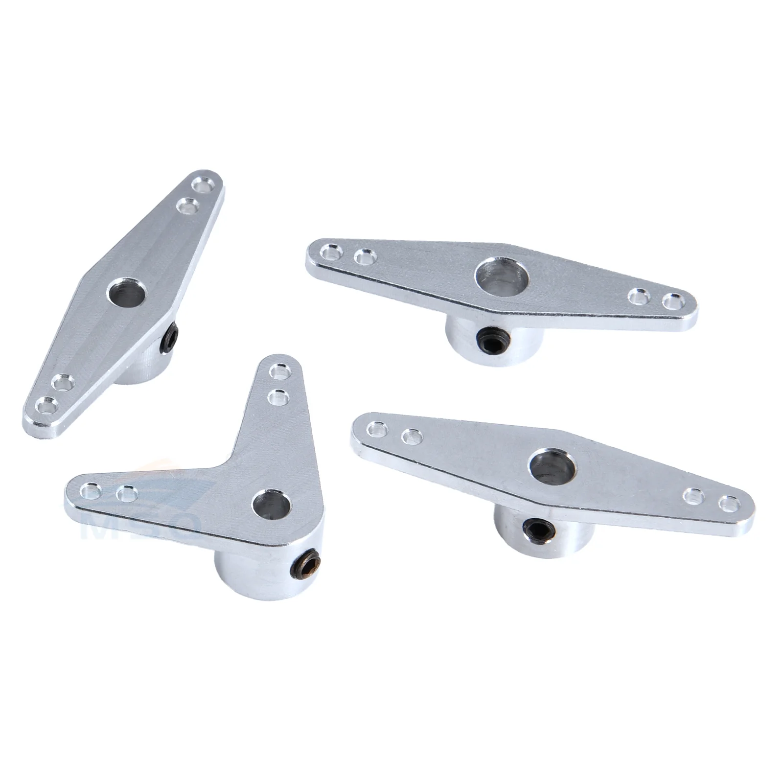 Bras de direction en alliage pour bateau RC, forme en L avec trous d'axe de 4, 5 et 6 mm.