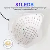 LED UV Light Dryer for Nails Gel Polish with 81 LEDs 4 Timer Setting LCD Display Screen Auto Sensor Professional Nail Light 4