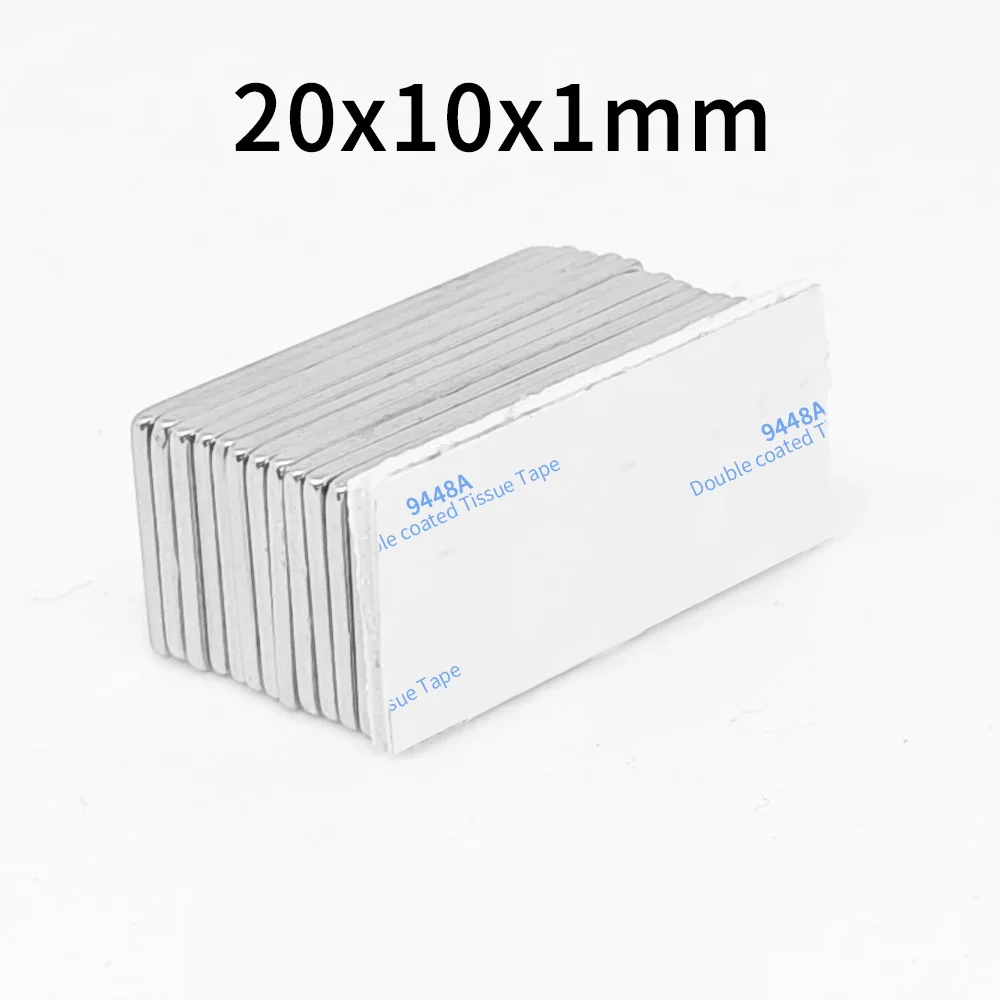 10/20/50/100/150/200/300PCS 20x10x1 Rectangular Strong Rare Earth Neodymium Magnet With 3M Tape 20*10*1 Block Magnets 20x10x1mm