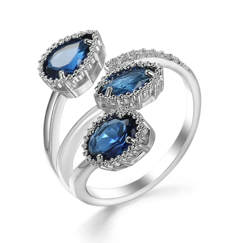 925 Sterling Silver Multi-Layer Clear Black CZ Zircon Rings for Women Anillos Geometric Stackable Resizable Rings Bague silver ring silver rings