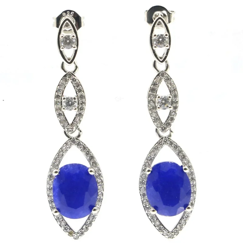 5g 925 SOLID STERLING SILVER Customized Earrings Deluxe Real Green Emerald Red Ruby Blue Sapphire Zultanitel  CZ High Trendy Pol