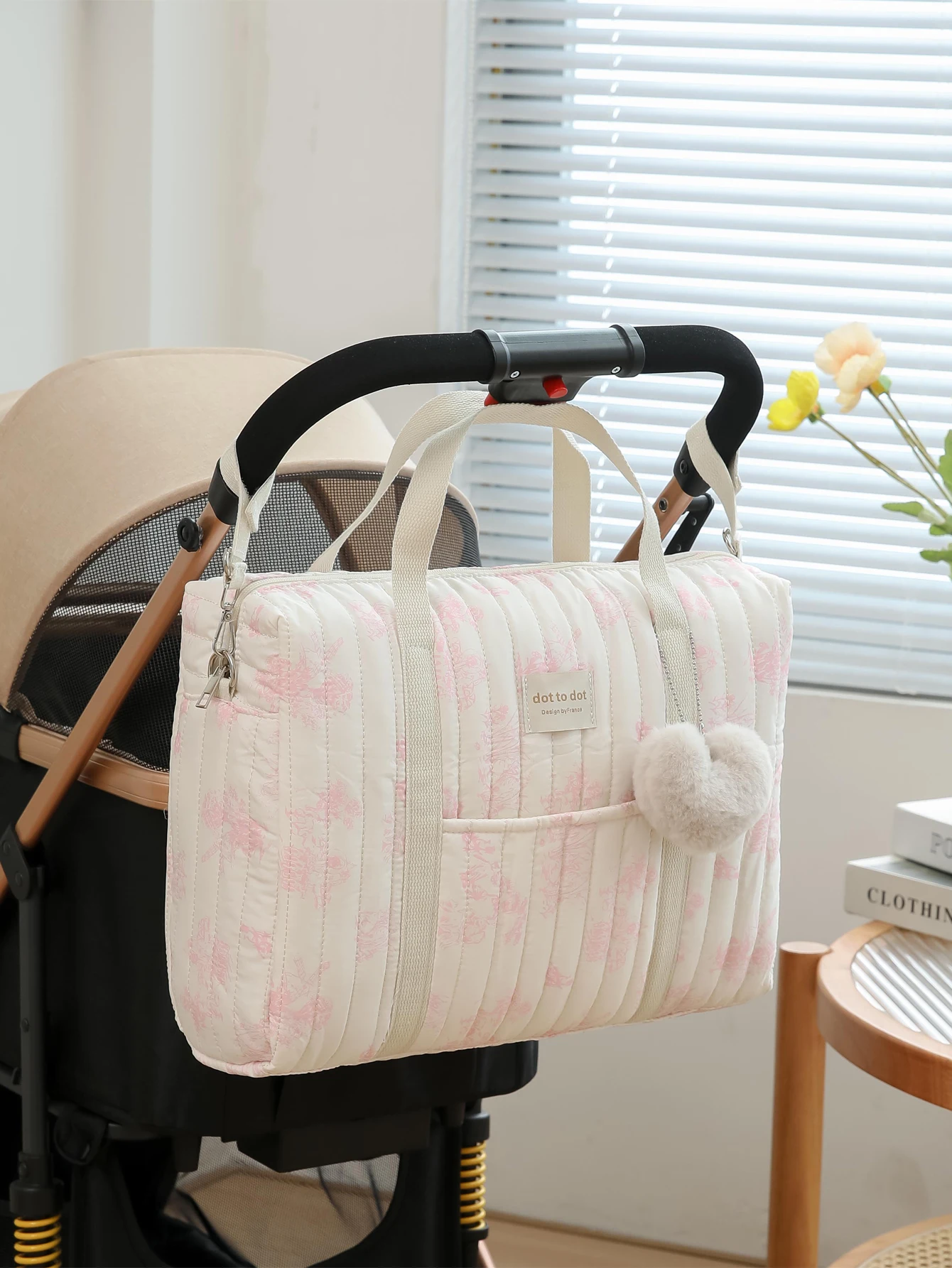 Korean Ins Style Women Travel Luggage Duffel Bag Large Capacity Lightweight Cotton Floral Printing Baby Nappy Bag Diaper