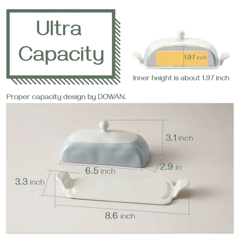 Ceramic Butter Container Box with Lid Restaurant Sealed Storage Box Butter Keeper Cheese Boxs Slicer Dish Tableware