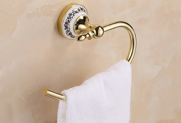 1PC Brass Hand Towel Round Holder Ring Kitchen Bathroom Hardware Accessory KG
