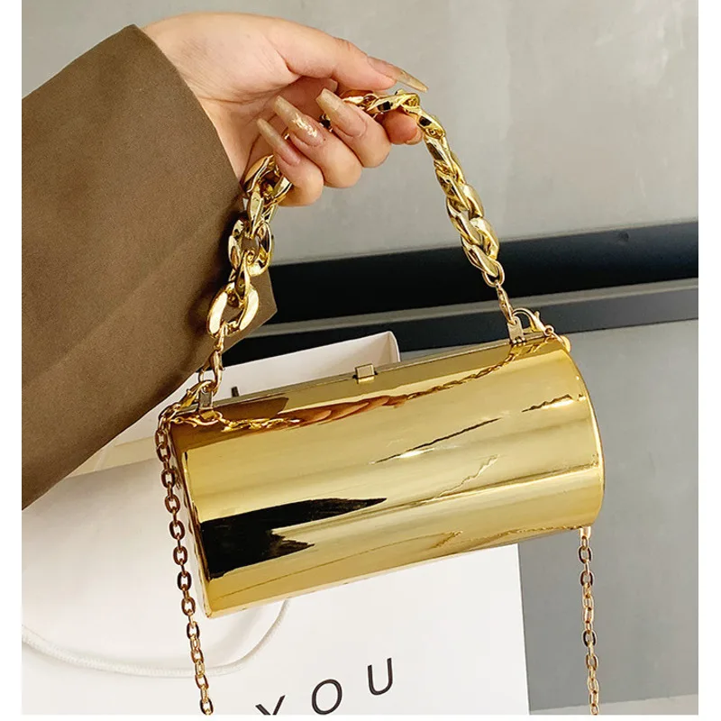 Shoulder Bag New Cylindrical Chain Crossbody Handbags For Women Casual High-Quality Versatile Luxury Multicolored Messenger Y2k