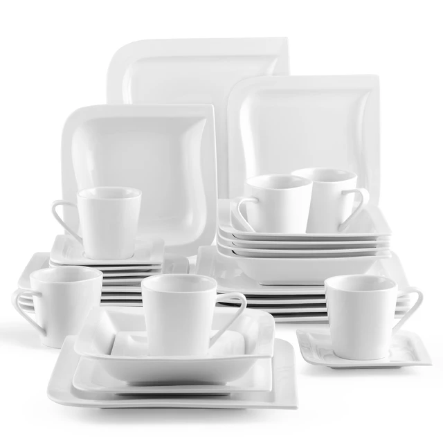 Series Blance 60-Piece Porcelain Dinner Set CupsSaucersDinner Soup