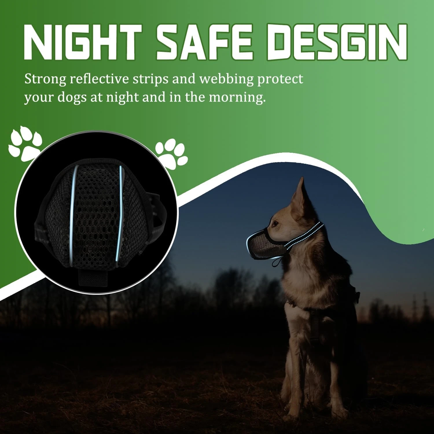 Dog Muzzle Basket Soft for Small Medium Large Size Breed Anti Biting Licking Chewing Adjustable Mesh with Reflective Strap Daily