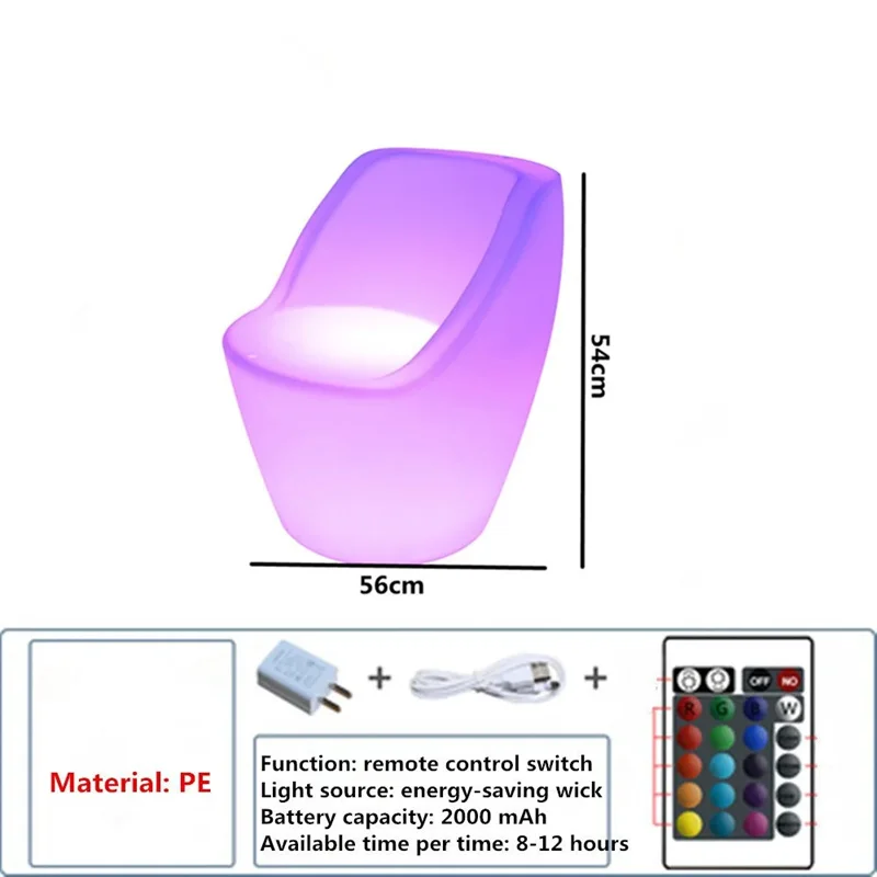 New Furniture Rgb Rechargeable Illuminated Gaming Chair Waterproof Led Bar Chair Seat Outdoor Use For Bar Ktv Disco