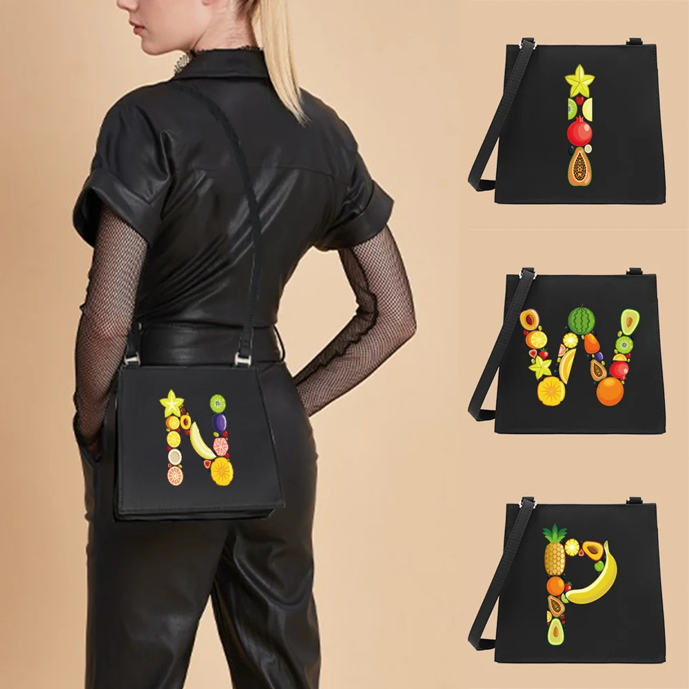 

Adjustable Crossbody Square Bags 2022 Women Commuter Messenger Case Fashion Shoulder Casual Dinner Bag Fruit Lettern Pattern