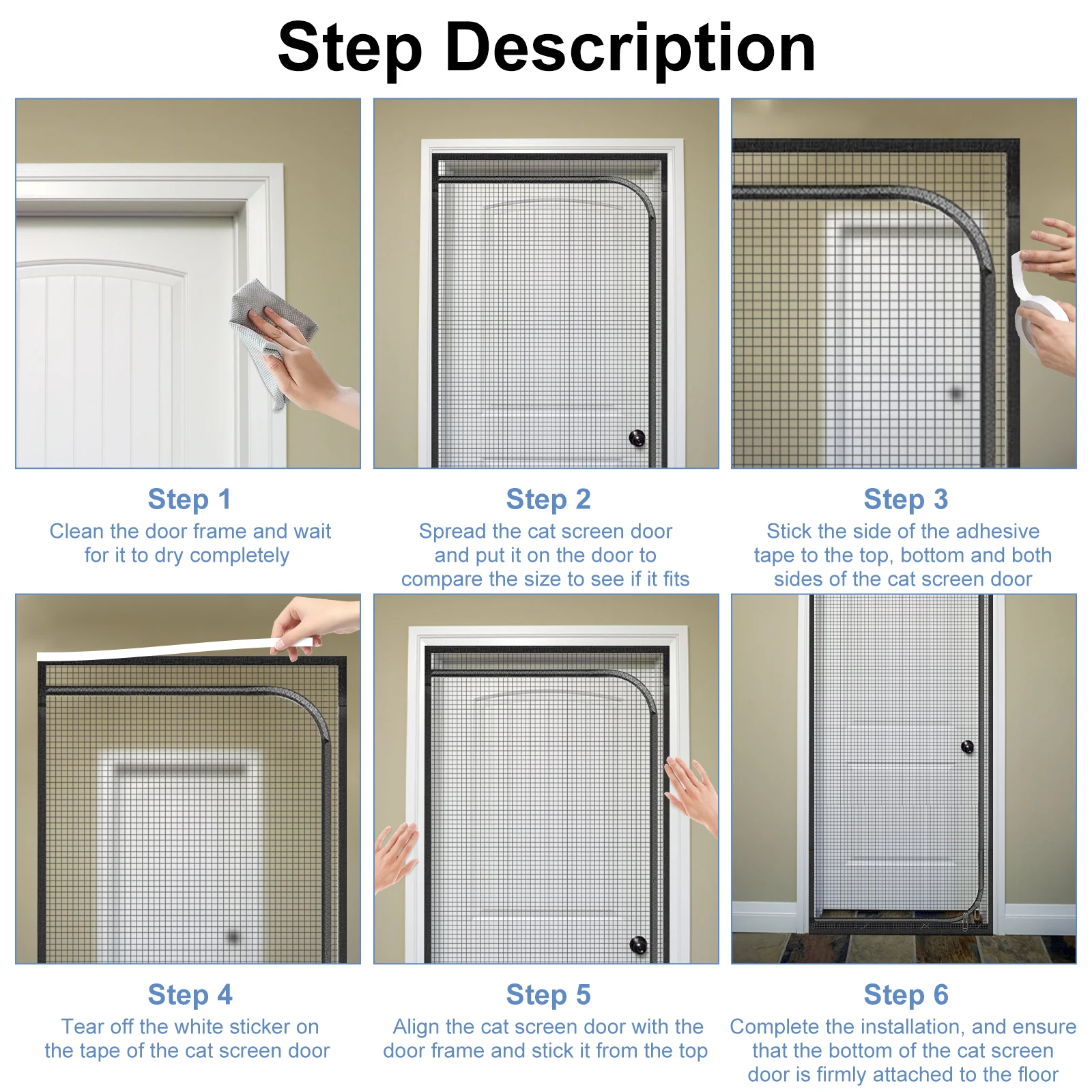 Cat Screen Door, Heavy Duty Pet Screen Door, Prevent Dogs and Cats from Running Around, Partition Mesh, Double Zip