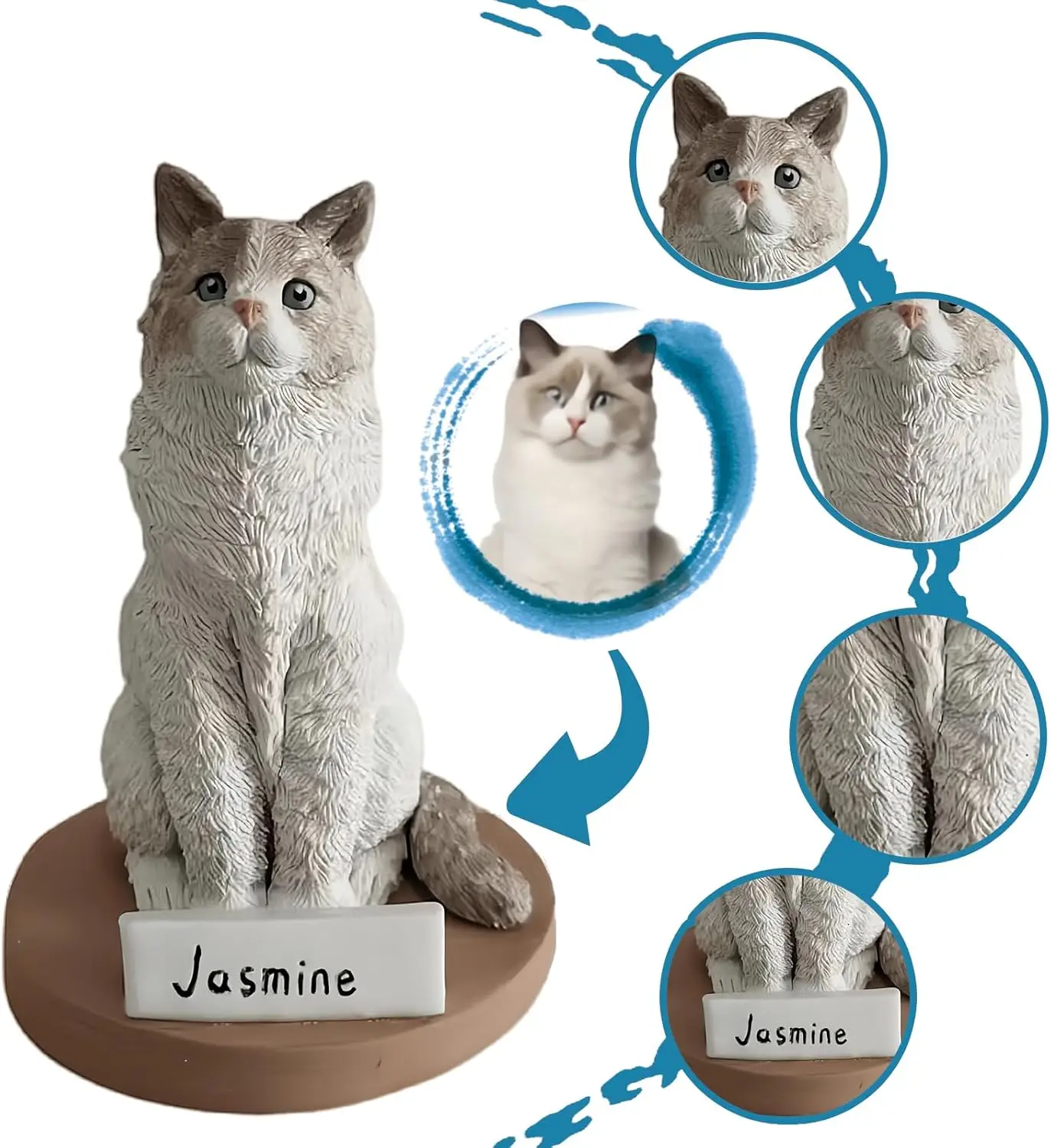 6 in Custom Bobblehead Dog Statue,Golden Retriever Figure,Labrador Dog Sculpture,Maine Coon Cat Handmade Figurine,Memorial Day 2