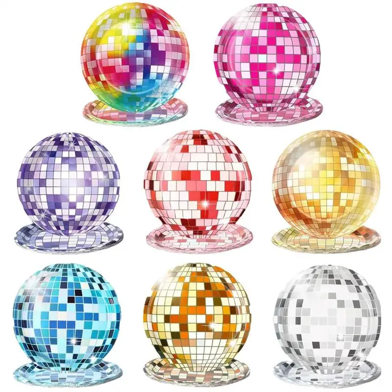 70s Disco Cake Plates 80X Disco Paper Plates Supplies Tableware Set Ball 7-Inch For Camping Picnics Wedding