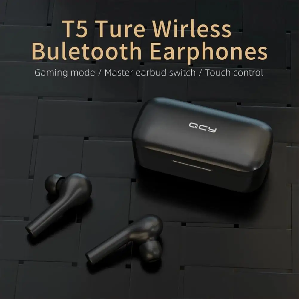 Qcy T5 Wireless Bluetooth-compatible Headphone Tws Touch Control Earphones Stereo With Microphone 380mah Battery wirless earbuds