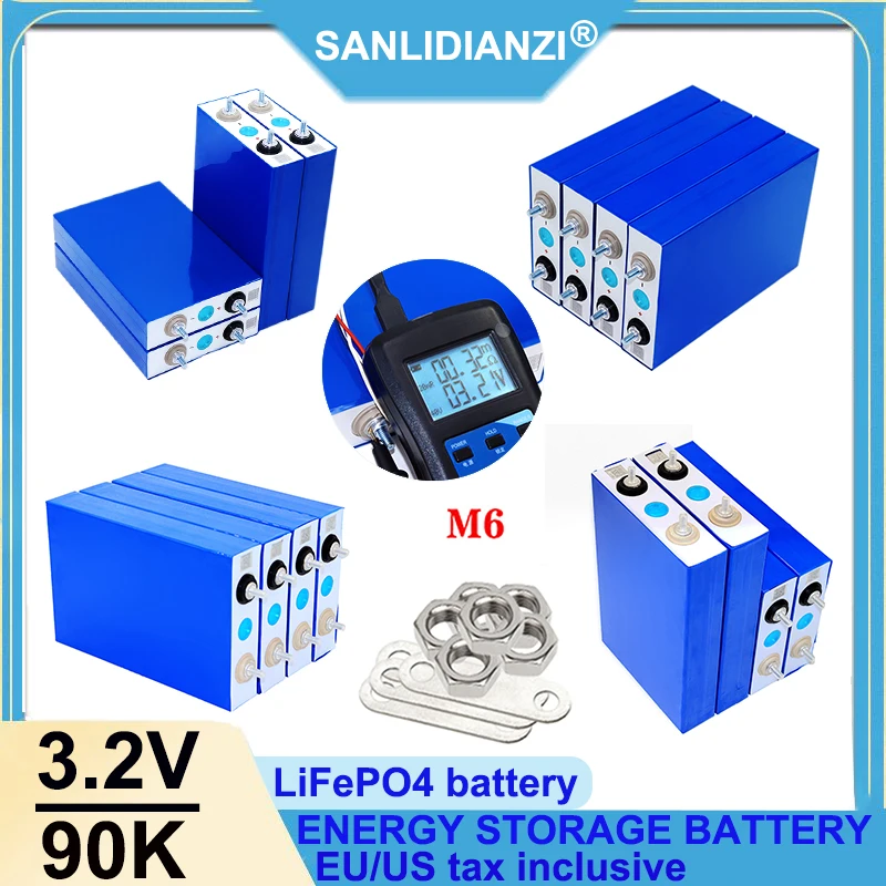 

Аккумуляторная батарея LFP, 3,2 В, 90 Ач, 12 В, 24 В, 36 В, 48 В, 90 Ач, 16 шт.