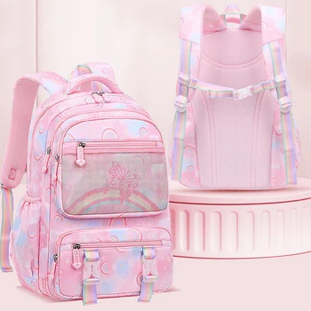 Kid Backpack for Girl Rainbow Butterfly Children Bookbag School Bag Primary School Backpack for Traveling Waterproof Mochilas 1