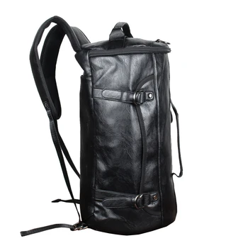 Black Men Multifunction Travel Bag PU Leather Casual Large Capacity Laptop Rucksack Male Hike Bucket Backpack 2 Black Men Multifunction Travel Bag PU Leather Casual Large Capacity Laptop Rucksack Male Hike Bucket Backpack