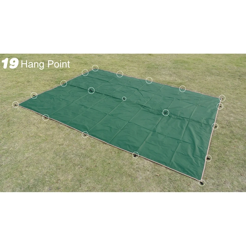 19 point suspension waterproof canvas DIY canvas multifunctional shelter 3x4 4x4 Rainfly backpack hiking waterproof tarpaulin ultralight tent awning sunscreen cover