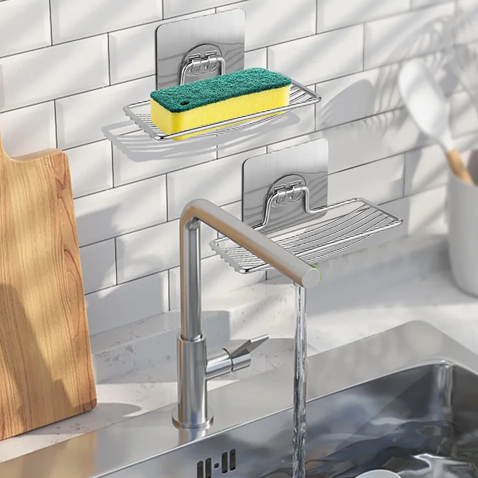 Stainless Steel Soap Rack Wall Mounted Soap Holder Sponge Dish Bathroom Accessories Dishes Self Adhesive soap holder,soap dish rack
