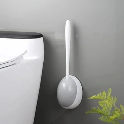Silicone Toilet Brush with Wall - Mounted Holder - Drainable Design for Home Bathroom Cleaning (Gray)