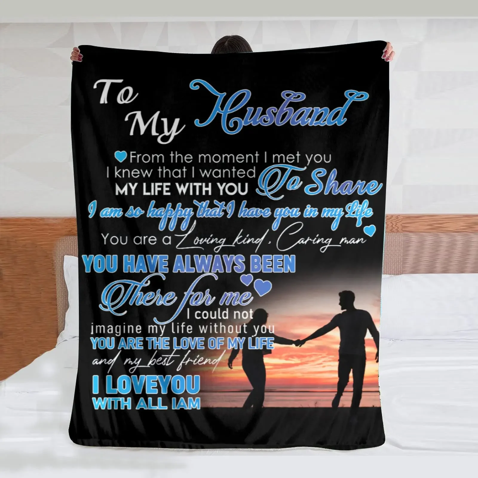 To My Wife Theme Flannel Throw Blanket Gifts From Husband Romantic  with Gift Her  Birthday Happy Anniversary Valentines Day