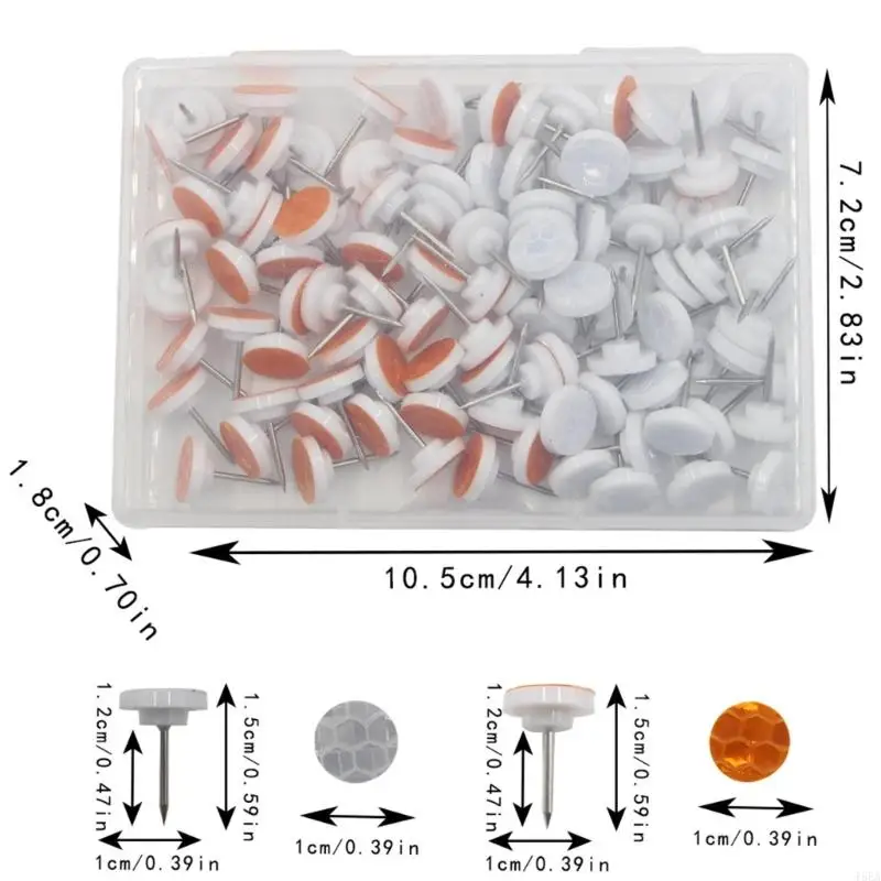 Reflective Tacks Trail Marking Tacks Hiking Markers Trail Marking Reflectors Glow Thumb for Hunting 100 Pcs