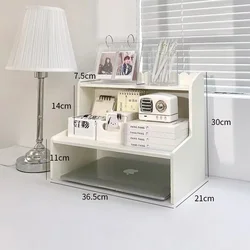Enhanced Two - Layer Desktop Organizer Shelf for Home and Office Storage (M)