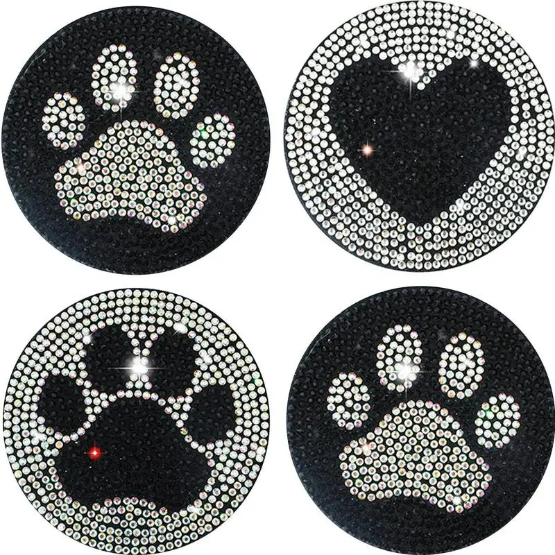 

Car Coasters Cup Holder Vehicle Bling Silicone Car Coasters Anti Slip Dog Paw Black Bling Car Accessories For Most Car Home