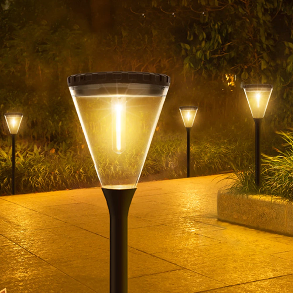 Solar Lawn Lamp Pathway Lights Built-in 2200mA Battery Super Bright Waterproof Garden Night Light 3 Adjustable Heights Stake Lig