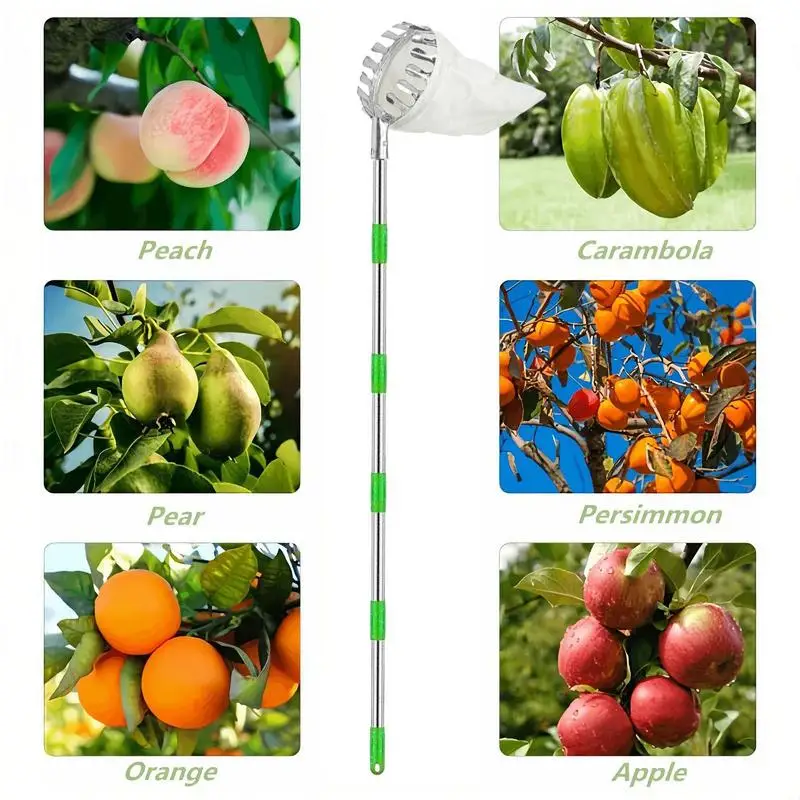 Fruit Picker Head Basket With Telescopic Extendable Pole Portable Harvesting Fruit Collector Catcher Garden Fruit Picking Tools 5
