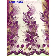 

New Design Ankara Phoenix Sequin applique embroidery Lace Fabrics ​African Breathable Tulle ​Cloth Party Dress ZCHF13010