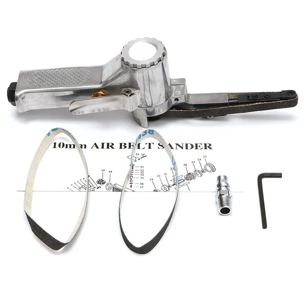 3/8" Air Belt Sander Air Angle Grinding Machine with Sanding Belts for Air Compressor Sanding Pneumatic Tool Set 16000RMP Tools 5