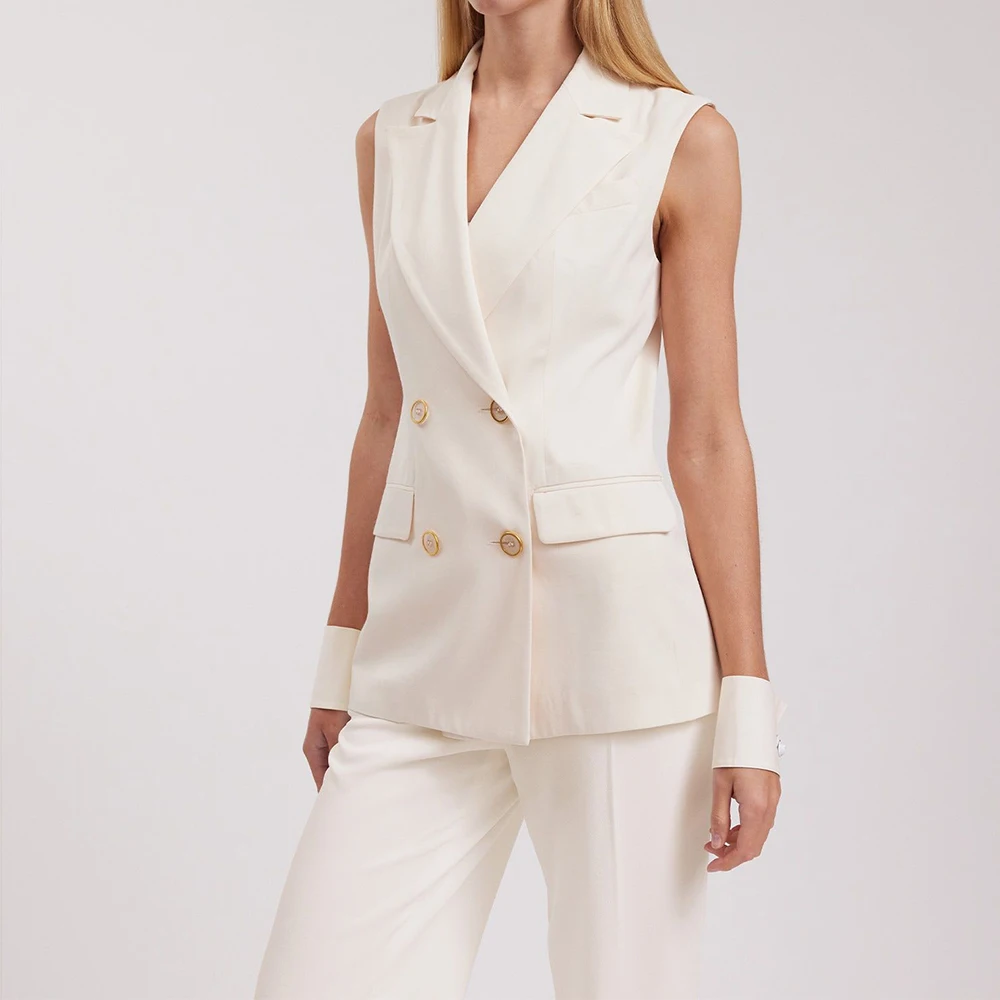 Waistcoat Vests for Women Loose Sleeveless Jacket Flat Collar Double Breasted Summer Clothes Coats Jackets Women's Clothing