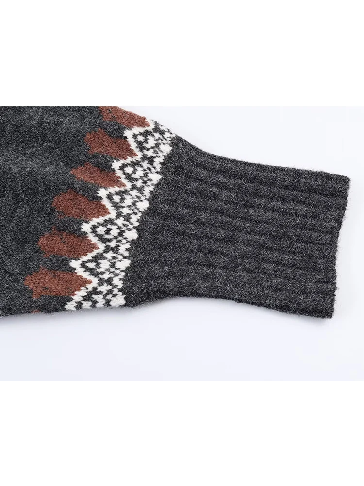 2025 Women's Knitted Sweater Chic Printed O-neck Long Sleeve Casual Loose Sweaters Winter New Elegant Trendy Female Clothing