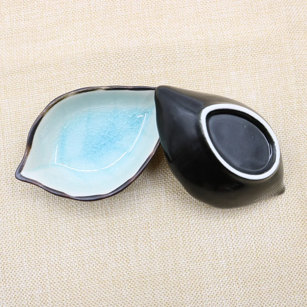 2Pcs 잉크 접시 세라믹 잎 모양 서예 잉크 플레이트 그림용 경량 브러시 홀더 서예 브러시 트레이