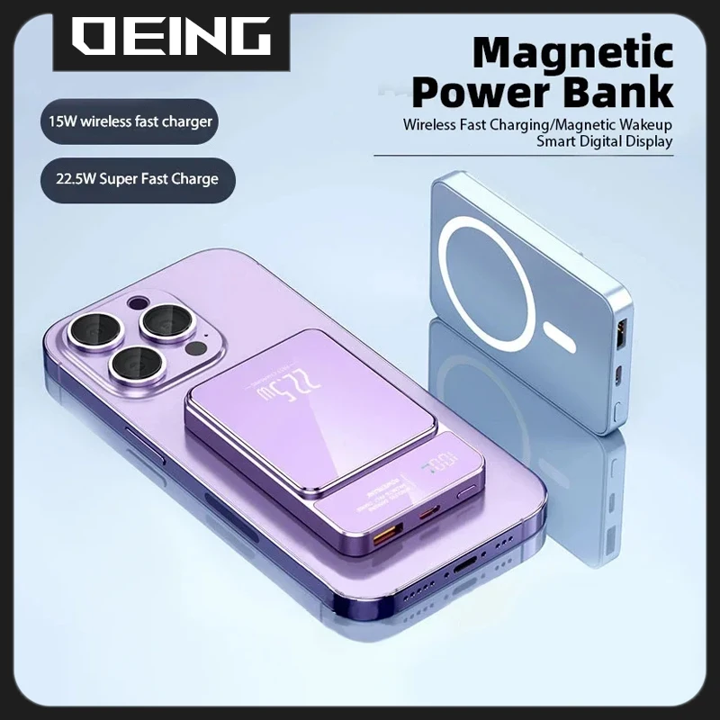 10000mAh New Macsafe Powerbank 15W Magnetic Wireless Fast Charger For iPhone 16 15 14 13 12 11 Samsung Power Bank Backup Battery 3
