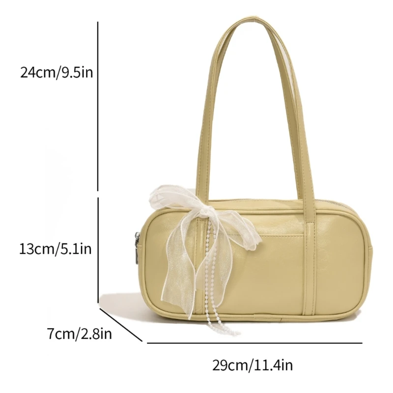 Fashionable PU Leather Shoulder Bag Bowknot Armpit Bags Practical and Lightweight Handbag Underarm Purse for Women