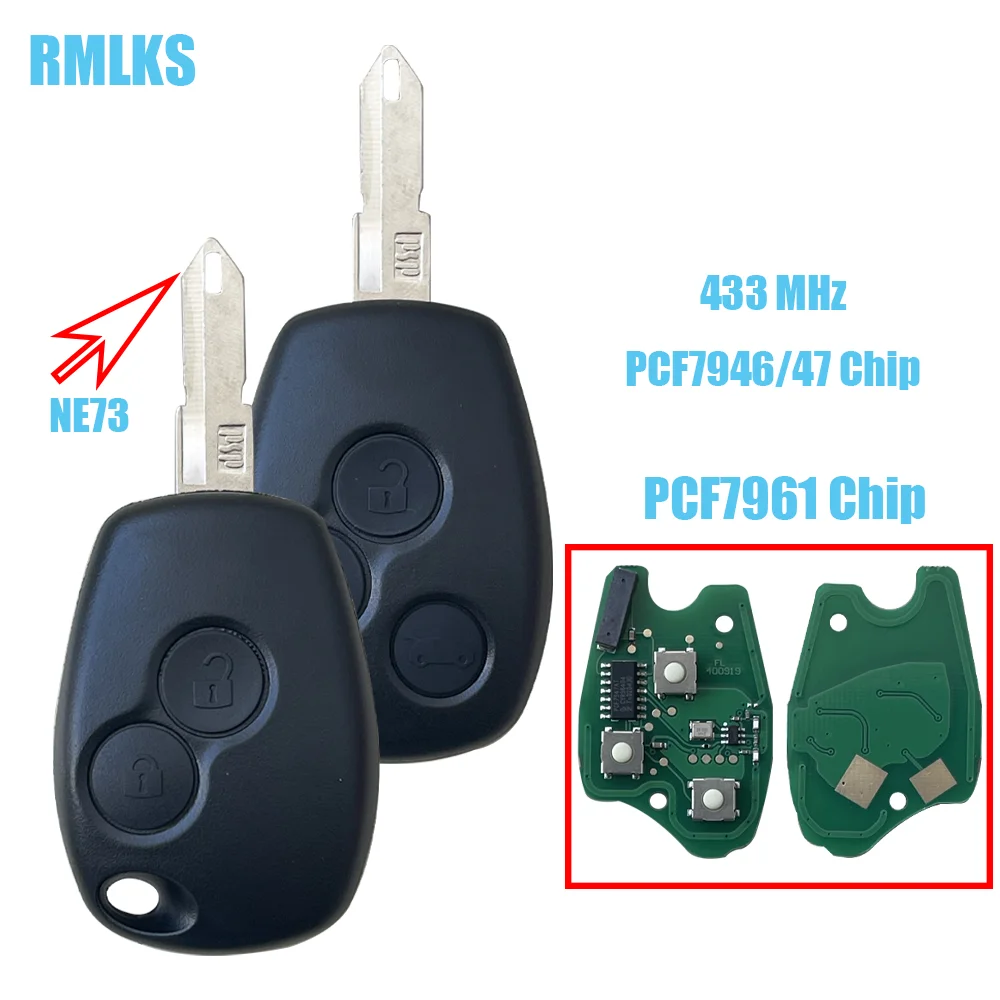 

Remote Car Key For Renault Duster Modus Clio 3 Twingo DACIA Logan Sandero Kangoo 433MHz PCF7946 PCF7947 PCF7961 4A Chip