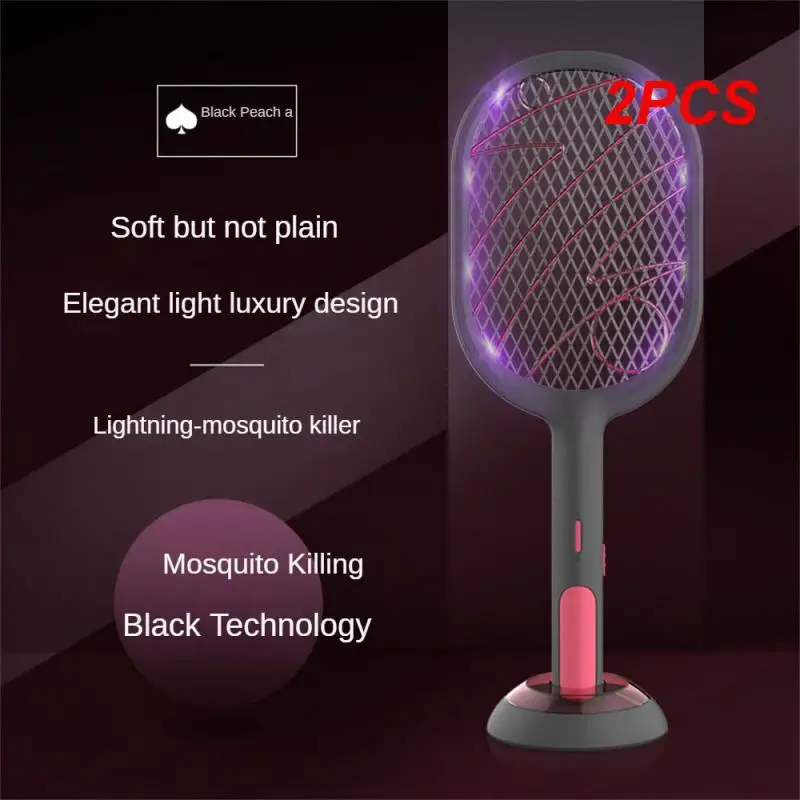 

2PCS Hot Sale 3000V Electric Insect Racket Swatter Zapper USB 1200mAh Rechargeable Mosquito Swatter Kill Fly Bug Zapper Killer