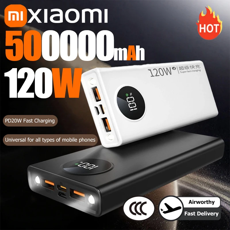 Portable Battery Charger Xiaomi 50000mAh Power Bank 120W Fast Charging for iPhone etc.
