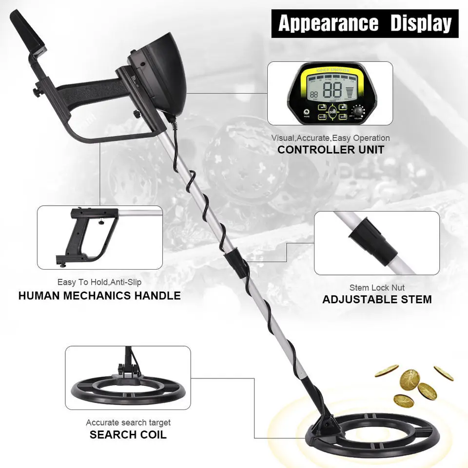 MD4060 High Sensitivity Underground Metal Detector Gold Digger Treasure Portable Hunter Detector Adjustable Metal Finder